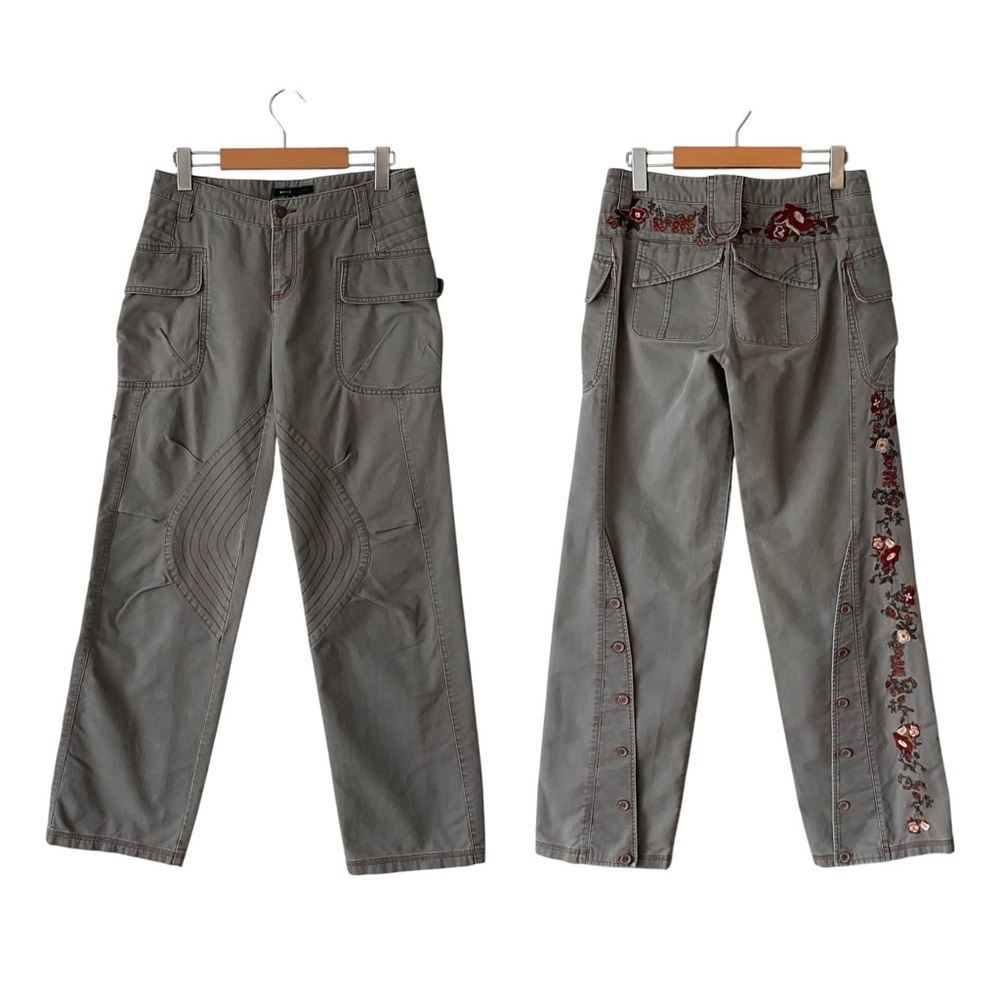 Vintage Marc Jacobs Floral Embroidered Straight Leg Brown Pants Size 4
